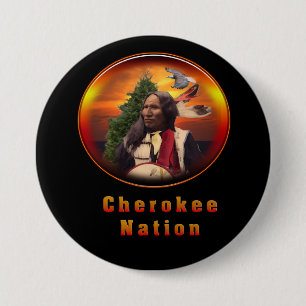 Badge Rond 7,6 Cm L'art indien des Cherokees