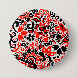 Badge Rond 7,6 Cm L'art populaire ukrainien motif floral abstact
