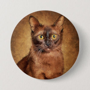 Badge Rond 7,6 Cm L'artisanat Brown des chats birmans