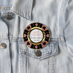 Badge Rond 7,6 Cm Las Vegas a dénommé épouser l'or rose poussiér