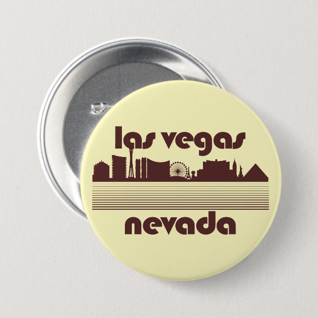Badge Rond 7,6 Cm Las Vegas Nevada (Devant & derrière)