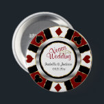 Badge Rond 7,6 Cm Las Vegas Style Mariage noir rouge et or<br><div class="desc">Épingles à boutons. Mariage de style Las Vegas dans Dark Red et Gold Poker Chip Design. ⭐ Ce Produit est 100% Personnalisable. *****Cliquez sur le BOUTON PERSONNALISER pour ajouter, supprimer, déplacer, redimensionner, modifier, tourner, etc... n'importe quel graphique ou texte. 99% de mes designs dans mon magasin sont faits en couches....</div>