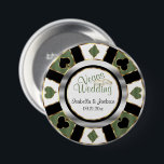 Badge Rond 7,6 Cm Las Vegas Style Wedding - Green<br><div class="desc">Button Pins. Las Vegas Style Wedding in soft olive green with gold and silver accents Poker Chip Design. ⭐This Product is 100% Customizable. *****Click on CUSTOMIZE BUTTON to add, delete, move, resize, changed around, rotate, etc... any of the graphics or text. 99% of my designs in my store are done...</div>