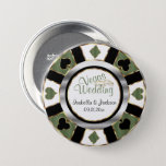 Badge Rond 7,6 Cm Las Vegas Style Wedding - Green<br><div class="desc">Button Pins. Las Vegas Style Wedding in soft olive green with gold and silver accents Poker Chip Design. ⭐This Product is 100% Customizable. *****Click on CUSTOMIZE BUTTON to add, delete, move, resize, changed around, rotate, etc... any of the graphics or text. 99% of my designs in my store are done...</div>