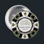 Badge Rond 7,6 Cm Las Vegas Style Wedding - Green<br><div class="desc">Button Pins. Las Vegas Style Wedding in soft olive green with gold and silver accents Poker Chip Design. ⭐This Product is 100% Customizable. *****Click on CUSTOMIZE BUTTON to add, delete, move, resize, changed around, rotate, etc... any of the graphics or text. 99% of my designs in my store are done...</div>