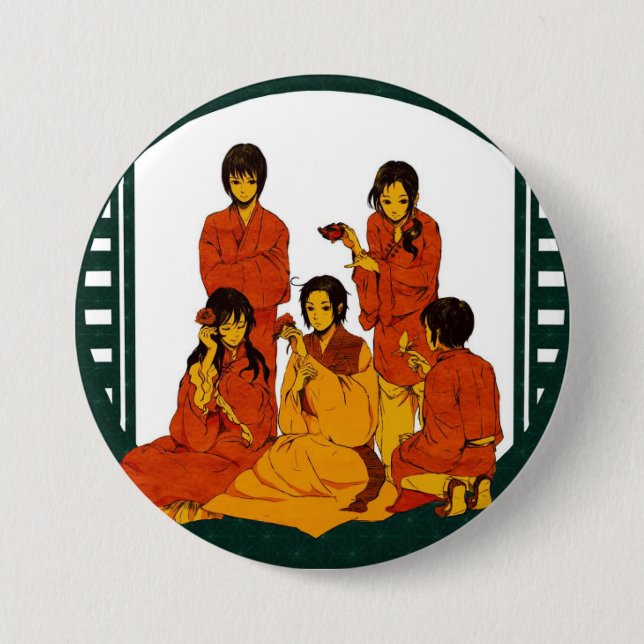 Badge Rond 7,6 Cm l'Asie (Devant)