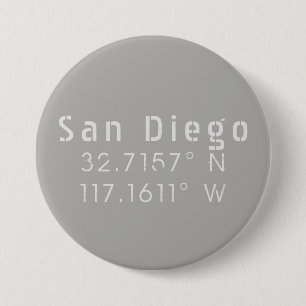 Badge Rond 7,6 Cm Latitude de San Diego Longitude