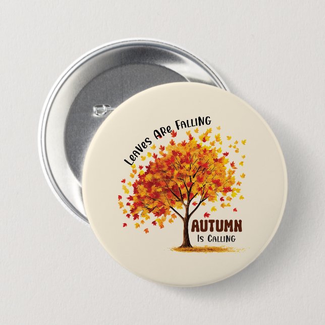 Badge Rond 7,6 Cm L'automne appelle (Devant & derrière)