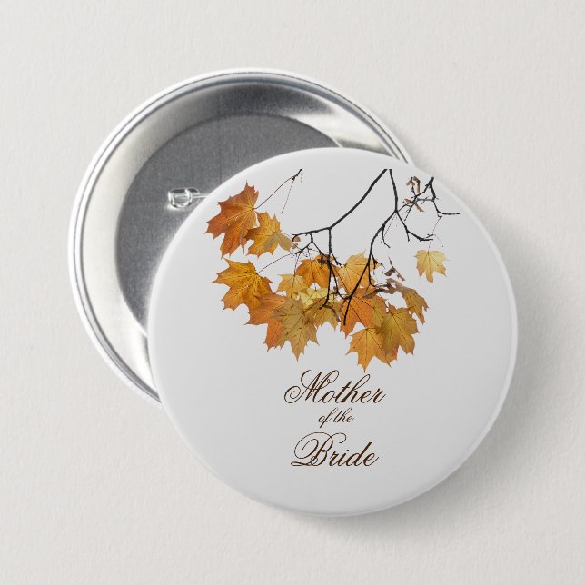 Badge Rond 7,6 Cm L'automne artistique laisse la mère Mariage de la  (Devant & derrière)