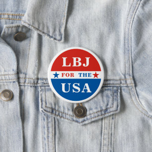 Badge Rond 7,6 Cm LBJ pour les États-Unis Lyndon B. Johnson