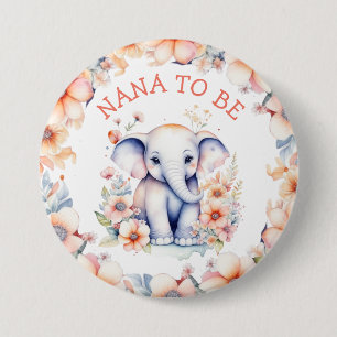 Badge Rond 7,6 Cm Le Baby shower de la fille Eléphant de bébé Nana à