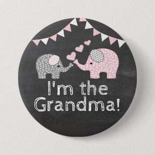Badge Rond 7,6 Cm Le baby shower orienté   d'éléphant je suis la