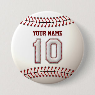 Badge Rond 7,6 Cm Le base-ball pique le joueur le numéro 10 et le