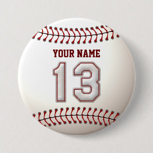 Badge Rond 7,6 Cm Le base-ball pique le joueur le numéro 13 et le