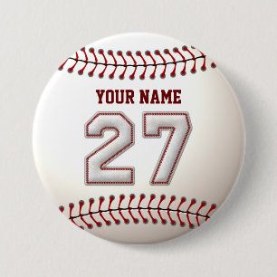 Badge Rond 7,6 Cm Le base-ball pique le joueur le numéro 27 et le
