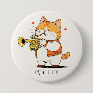 Badge Rond 7,6 Cm Le chat joue de la trompette