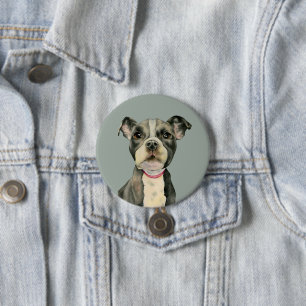 Badge Rond 7,6 Cm Le "chiot observe" la peinture d'aquarelle de