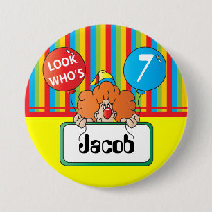 Badge Rond 7,6 Cm Le clown d'anniversaire   personnalisent