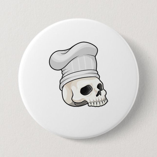 Badge Rond 7,6 Cm Le crâne cuisiné avec le casquette chef (Devant)