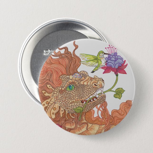 Badge Rond 7,6 Cm Le dragon des trésors de la nature (Devant & derrière)