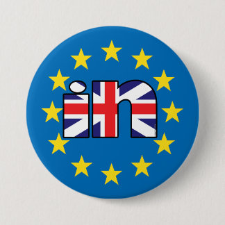 Badge Rond 7,6 Cm Le drapeau BRITANNIQUE de StrongerIn de référendum