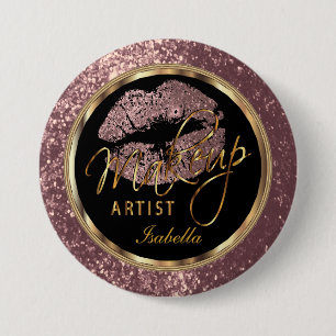 Badge Rond 7,6 Cm Le maquilleur professionnel s'est levé, noir et o
