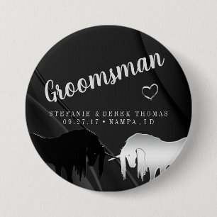 Badge Rond 7,6 Cm Le Mariage de la licorne mystique (Groomsman)