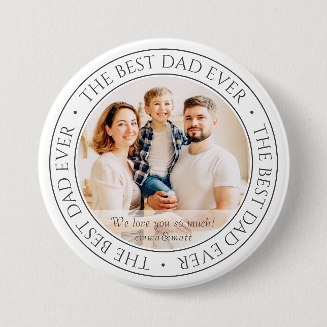 Badge Rond 7,6 Cm Le meilleur papa jamais photo classique moderne (Devant)