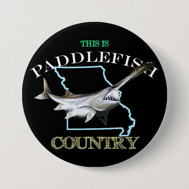 Badge Rond 7,6 Cm Le Missouri est pays de Paddlefish (Devant)