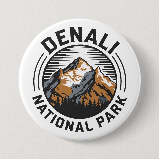 Badge Rond 7,6 Cm Le Parc national de Denali (Devant)