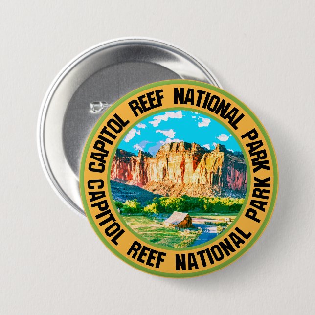 Badge Rond 7,6 Cm Le Parc national du Capitol Reef (Devant & derrière)
