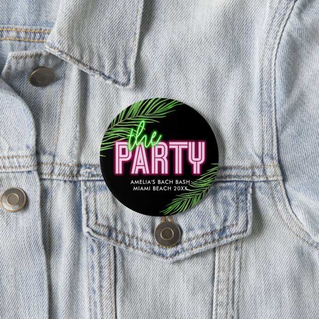 Badge Rond 7,6 Cm Le Parti Vert & Rose Tropical Bach (En situation)