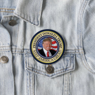Badge Rond 7,6 Cm Le président Donald Trump 2020 garde l'Amérique gr