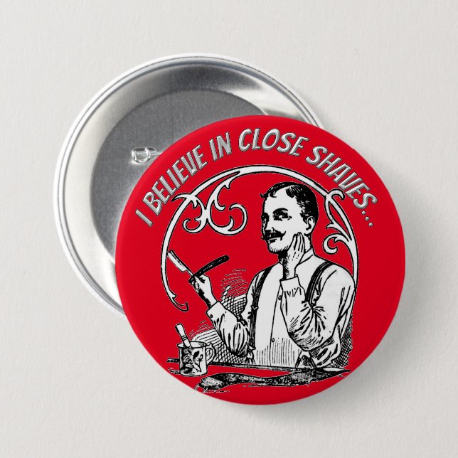 Badge Rond 7,6 Cm Le rasage classique d'un homme (Devant & derrière)