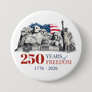 Badge Rond 7,6 Cm Le Semiquincentenaire de l'Amérique 250 Ans de Lib