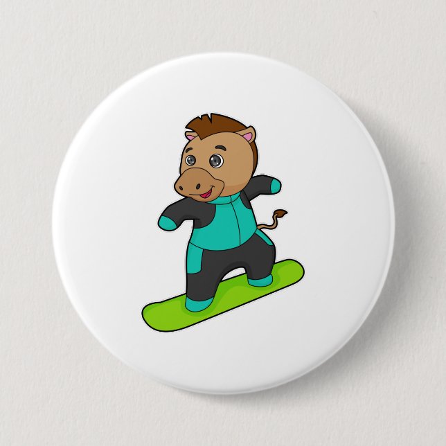 Badge Rond 7,6 Cm Le snowboarder de Horse (Devant)