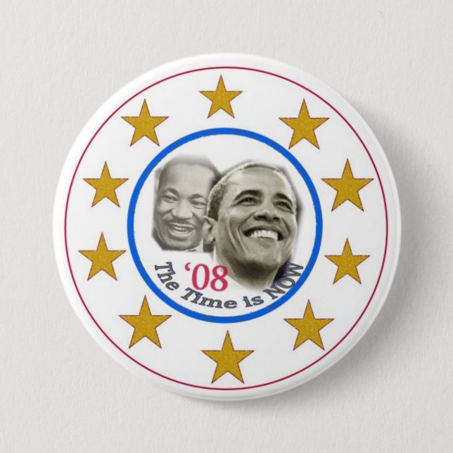 BADGE ROND 7,6 CM LE TEMPS EST MAINTENANT BOUTON (Devant)