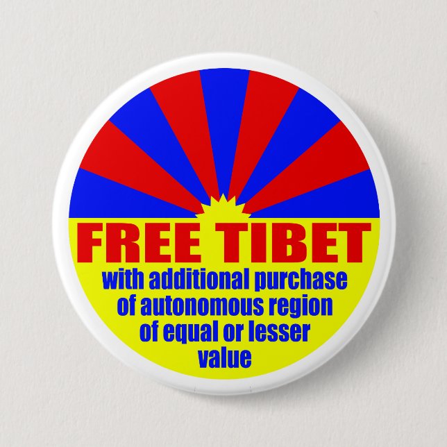 Badge Rond 7,6 Cm Le Thibet libre -- avec… (Bouton de Pinback en (Devant)