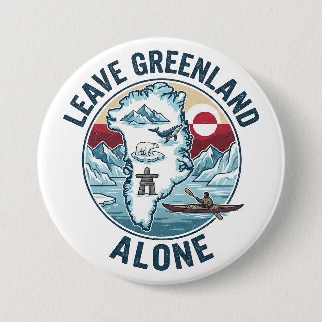 Badge Rond 7,6 Cm Leave Greenland Alone (Devant)