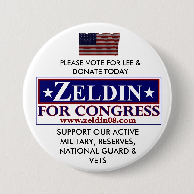 BADGE ROND 7,6 CM LEE ZELDIN POUR LE CONGRÈS (Devant)