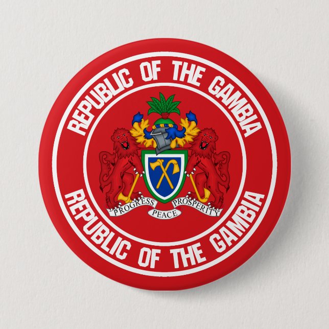 Badge Rond 7,6 Cm L'Emblème Rond Gambien (Devant)