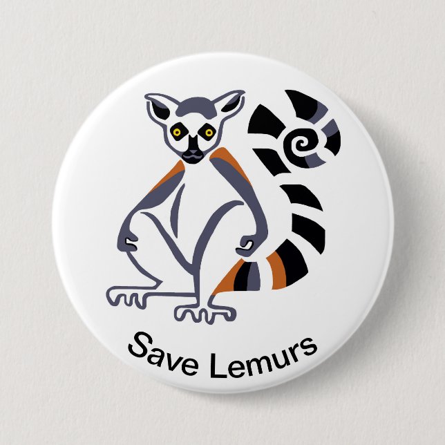 Badge Rond 7,6 Cm Lemur - bouton (Devant)