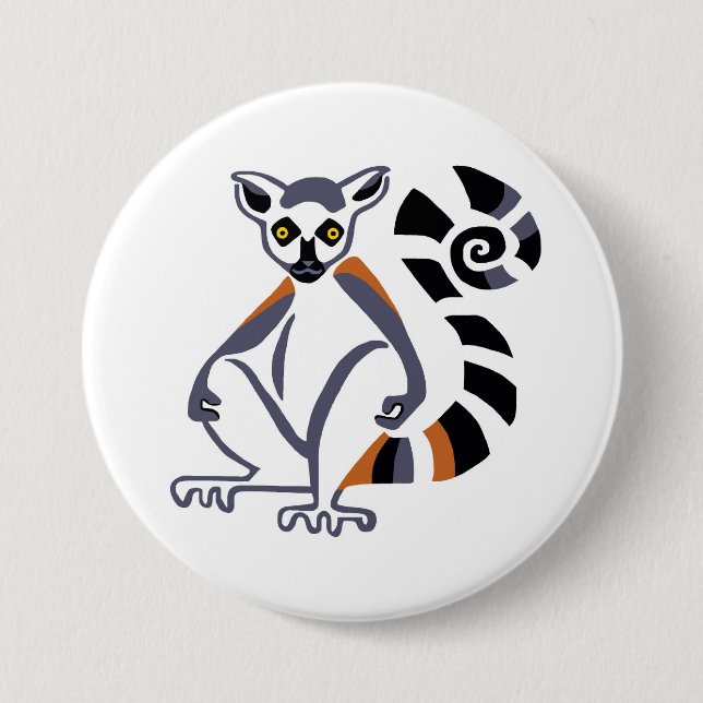 Badge Rond 7,6 Cm Lemur - bouton (Devant)