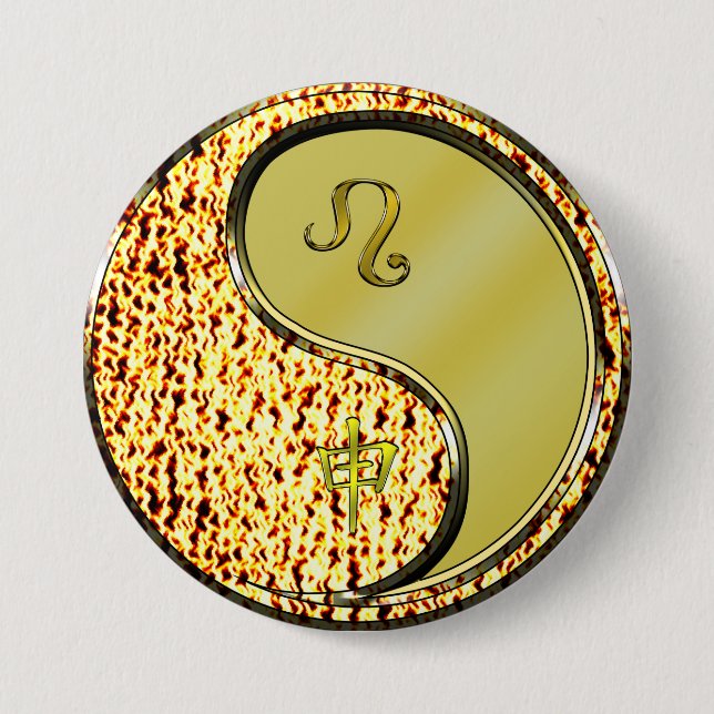 Badge Rond 7,6 Cm Léo & Singe Métallique (Devant)