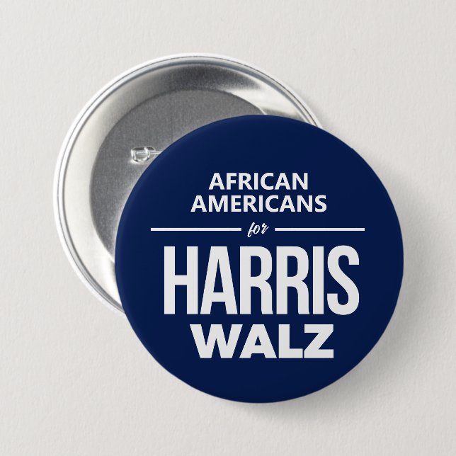 Badge Rond 7,6 Cm Les Afro-Américains pour Harris Walz (Devant & derrière)