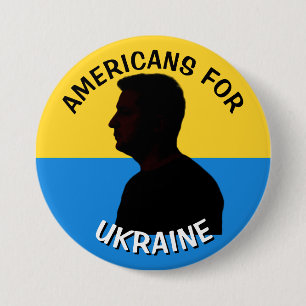 Badge Rond 7,6 Cm Les Américains pour l'Ukraine   Soutien Zelenskyy