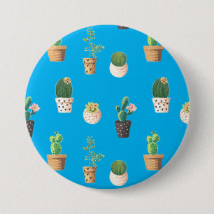 Badge Rond 7,6 Cm Les cactus succulents du désert vert dans les pots