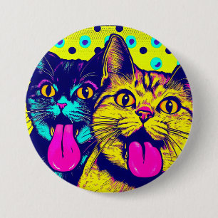 Badge Rond 7,6 Cm Les chats avec le pop art