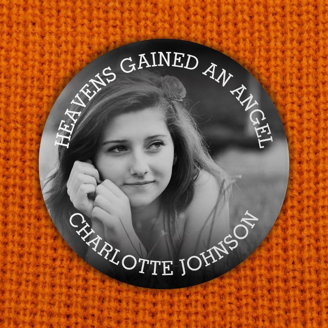 Badge Rond 7,6 Cm Les Cieux Ont Gagné Un Ange | Hommage photo (Créateur téléchargé)