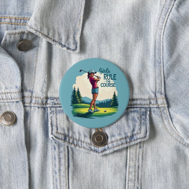 Badge Rond 7,6 Cm Les filles gouvernent le parcours Retro Golf Illus (En situation)